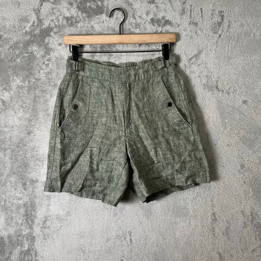 Athleta Voyager Linen Short Relaxed Fit Size 0 Green‎ 100% Linen